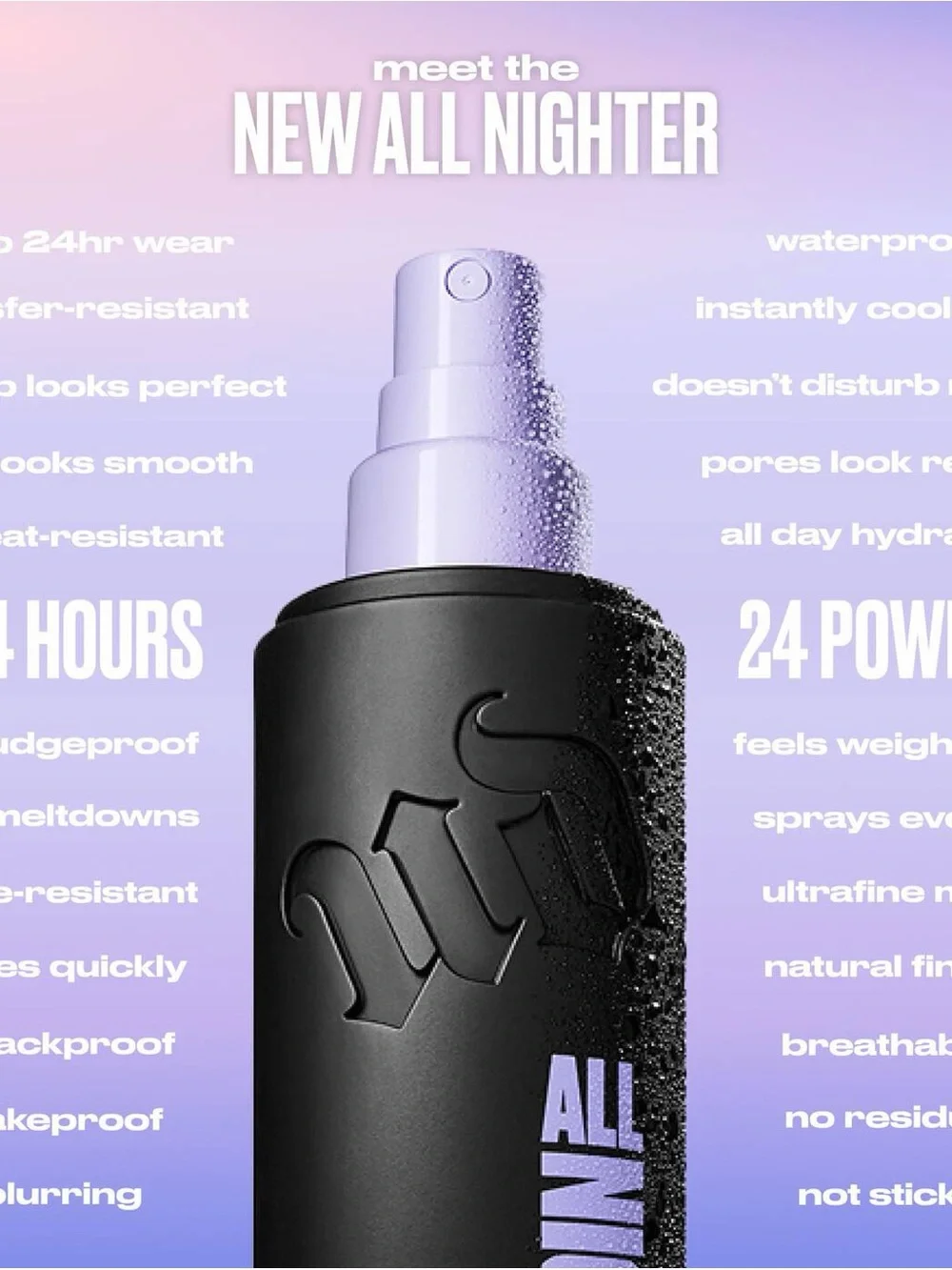 NEW Urban Decay All Nighter Waterproof Natural Finish Setting Spray w/ 24HR Wear